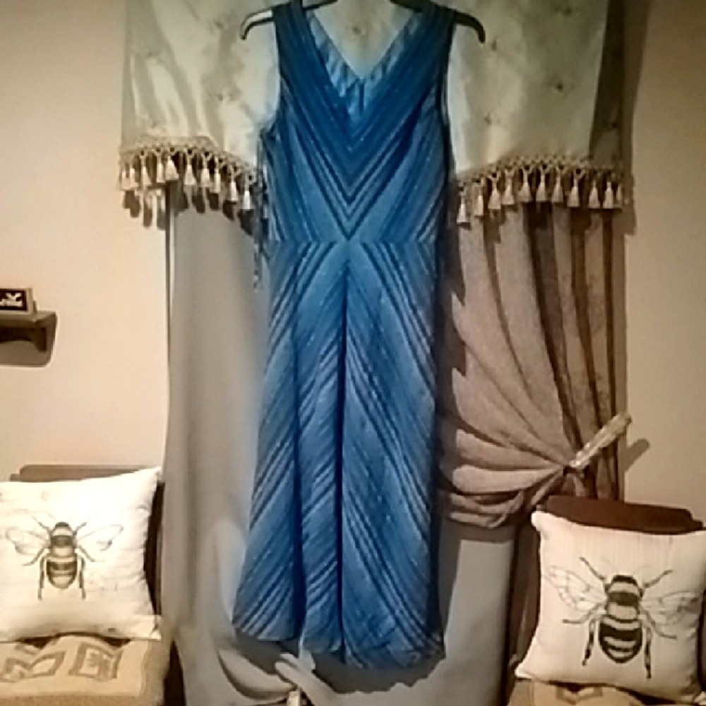 Positive Attitude Blue Sleeveless V-Neck Maxi Dress